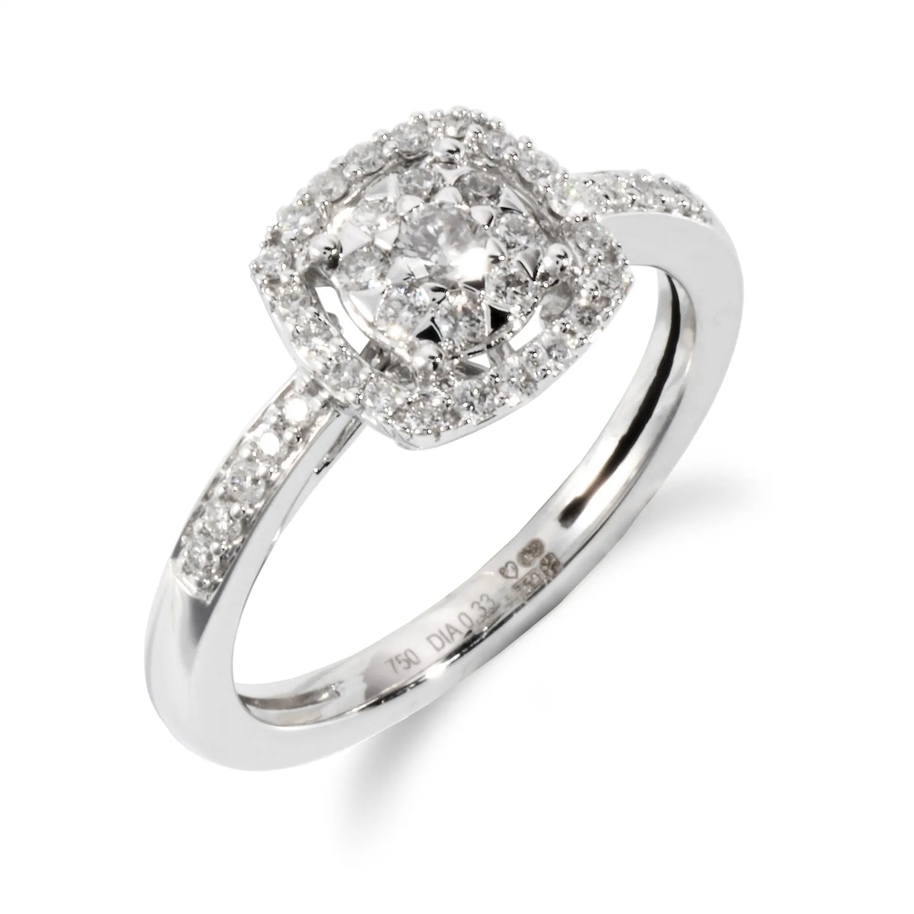 18ct Weiss Gold 0.33ct Heiligenschein Haufen Ring