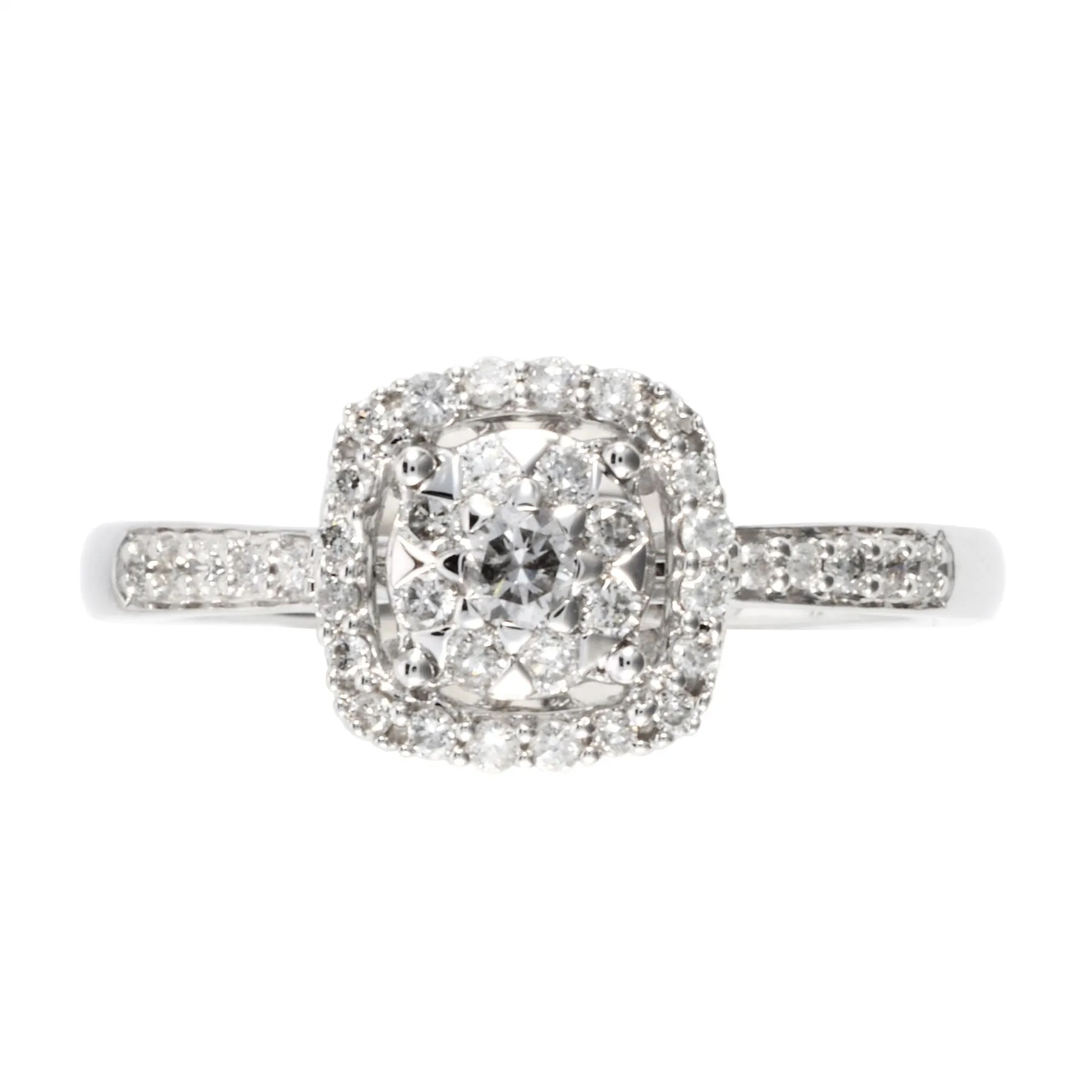18ct Weiss Gold 0.33ct Heiligenschein Haufen Ring