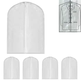 5 Lot 40" Garment Bag Suit Dress Storage Travel Clothes Coat Carrier Cover Clear