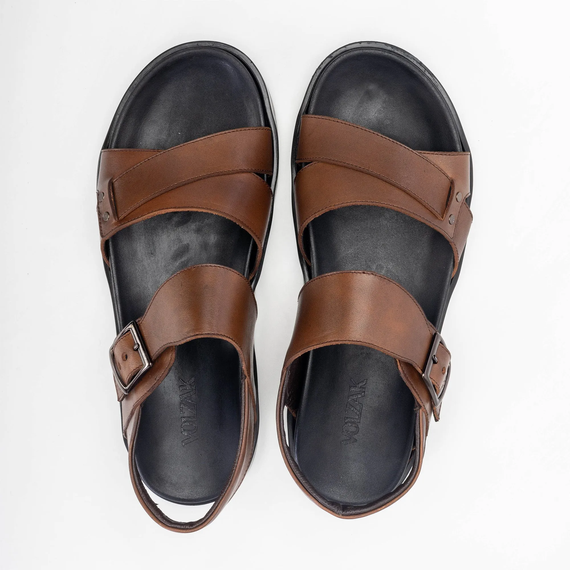 5221 Sandale en cuir marron vintage