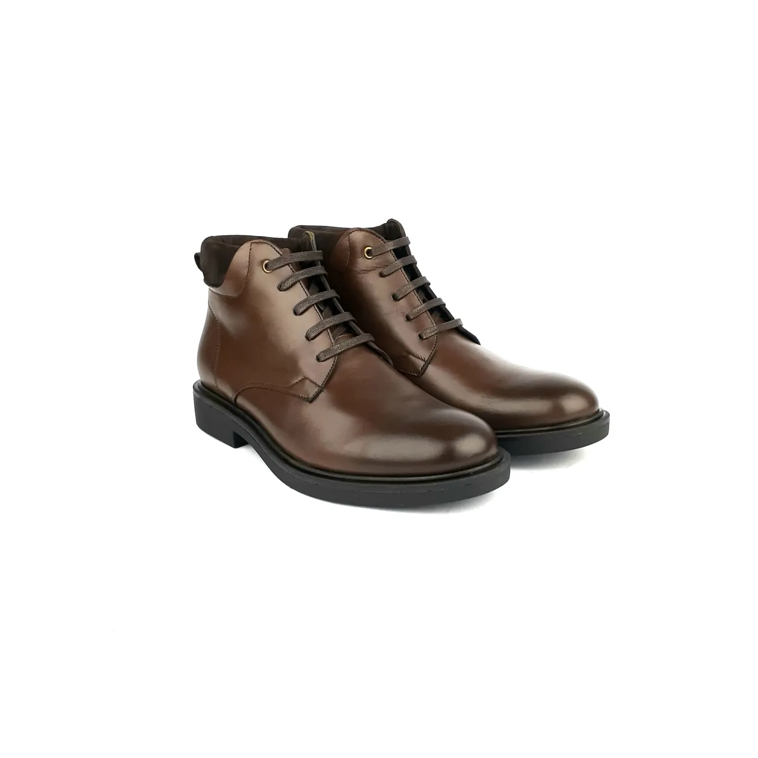 714 Bottine en cuir lisse Marron