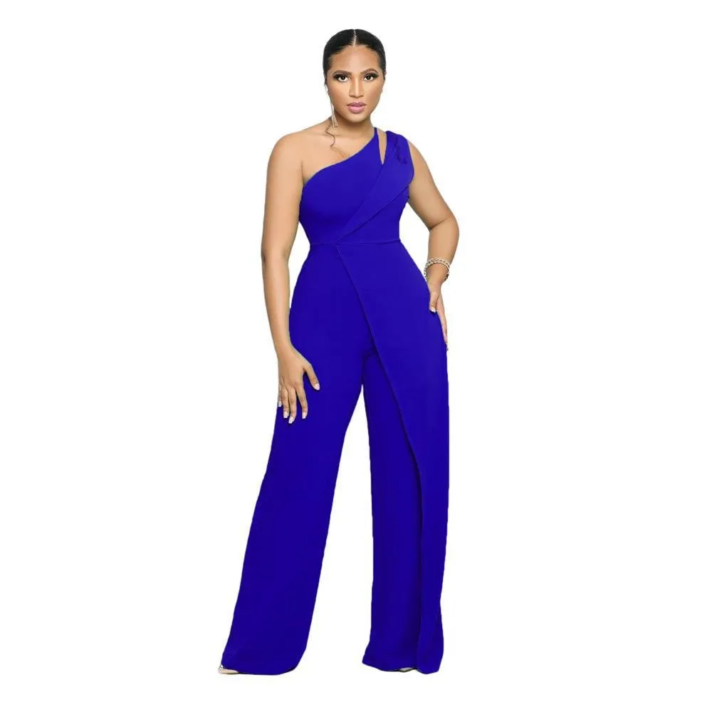 Asymmetric One-Shoulder High-Waist Jumpsuit for Glam