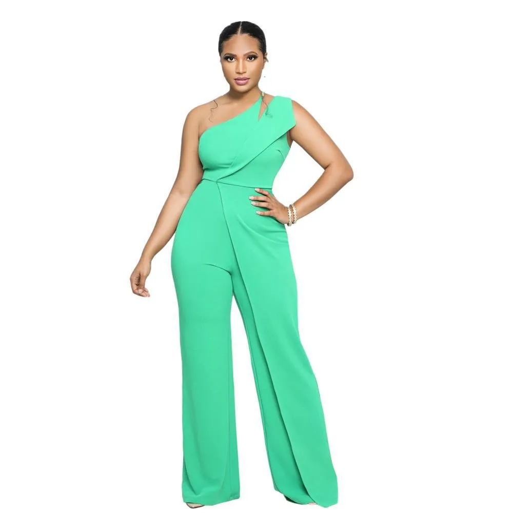 Asymmetric One-Shoulder High-Waist Jumpsuit for Glam