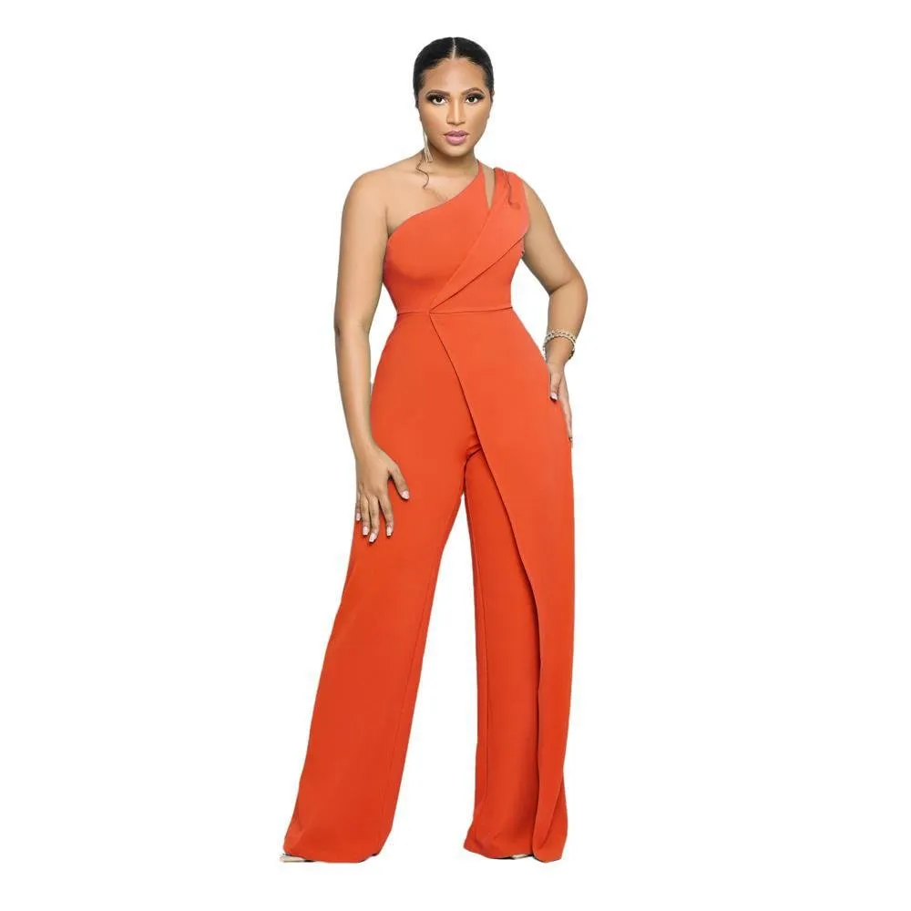 Asymmetric One-Shoulder High-Waist Jumpsuit for Glam