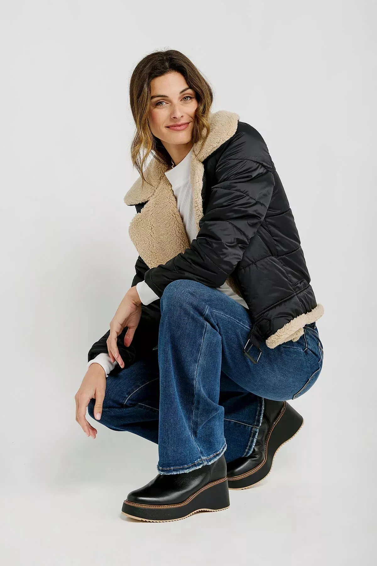 Aubrey Moto Coat | Black/ Stone