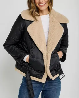 Aubrey Moto Coat | Black/ Stone
