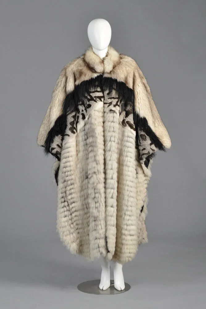 Avant Garde Woven Fox Fur   Mongolian Lamb Coat