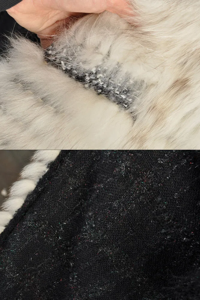 Avant Garde Woven Fox Fur   Mongolian Lamb Coat