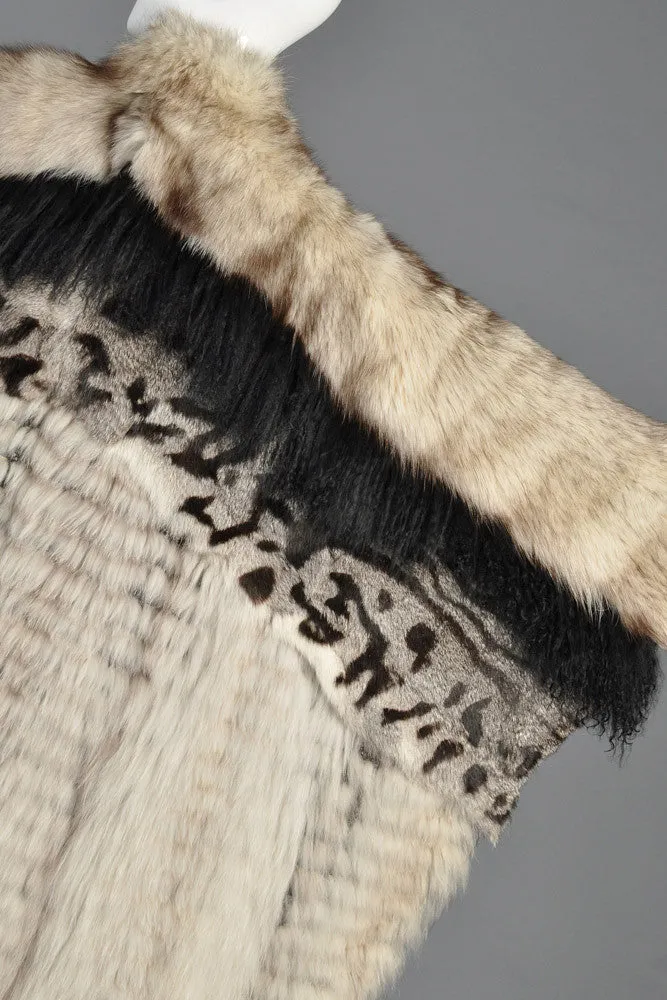 Avant Garde Woven Fox Fur   Mongolian Lamb Coat