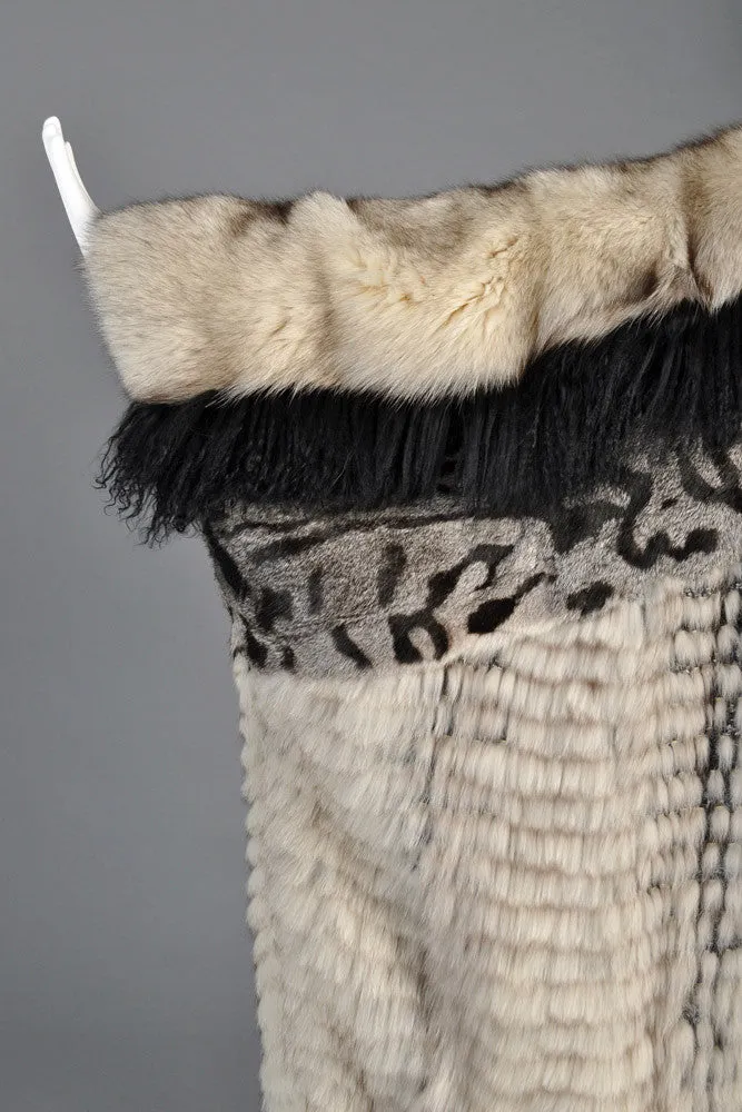 Avant Garde Woven Fox Fur   Mongolian Lamb Coat