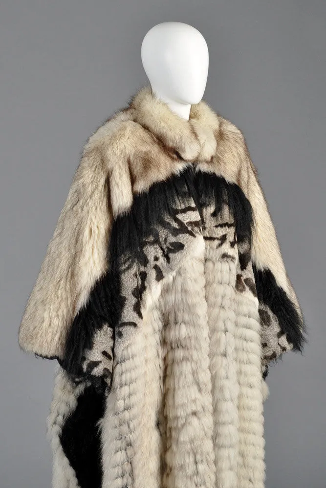 Avant Garde Woven Fox Fur   Mongolian Lamb Coat