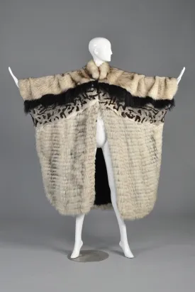 Avant Garde Woven Fox Fur   Mongolian Lamb Coat