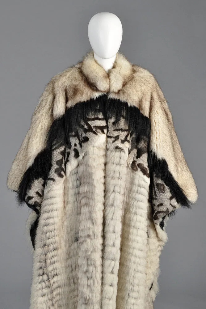Avant Garde Woven Fox Fur   Mongolian Lamb Coat