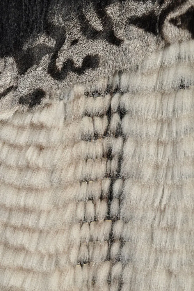 Avant Garde Woven Fox Fur   Mongolian Lamb Coat
