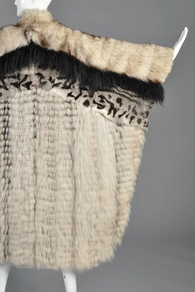 Avant Garde Woven Fox Fur   Mongolian Lamb Coat