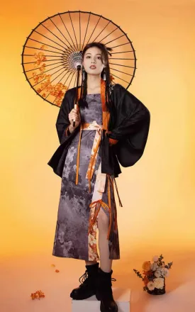 Black&Orange Modern Hanfu（Three Piece Set）