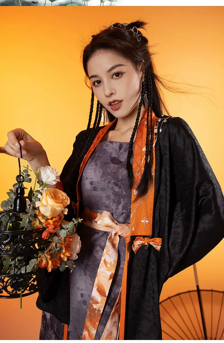 Black&Orange Modern Hanfu（Three Piece Set）