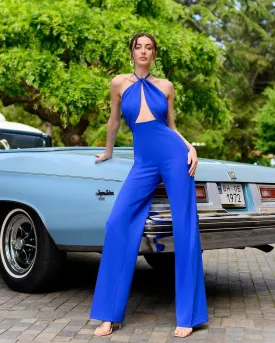 BLUE JUMPSUIT "WRAP OVER FRONT"
