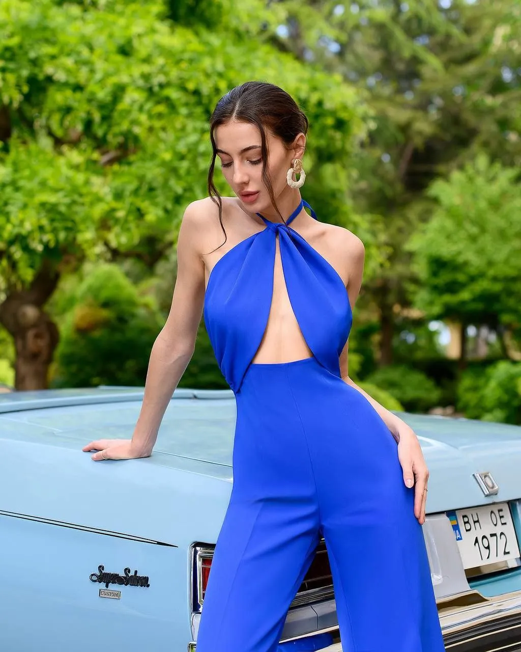 BLUE JUMPSUIT "WRAP OVER FRONT"