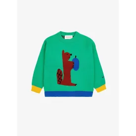 Bobo Choses Hungry Squirrel Jacquard Jumper - Green