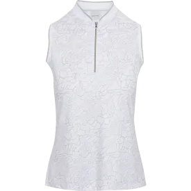 BRIGID VENTILATED PERFORMANCE SLEEVELESS POLO: WHITE