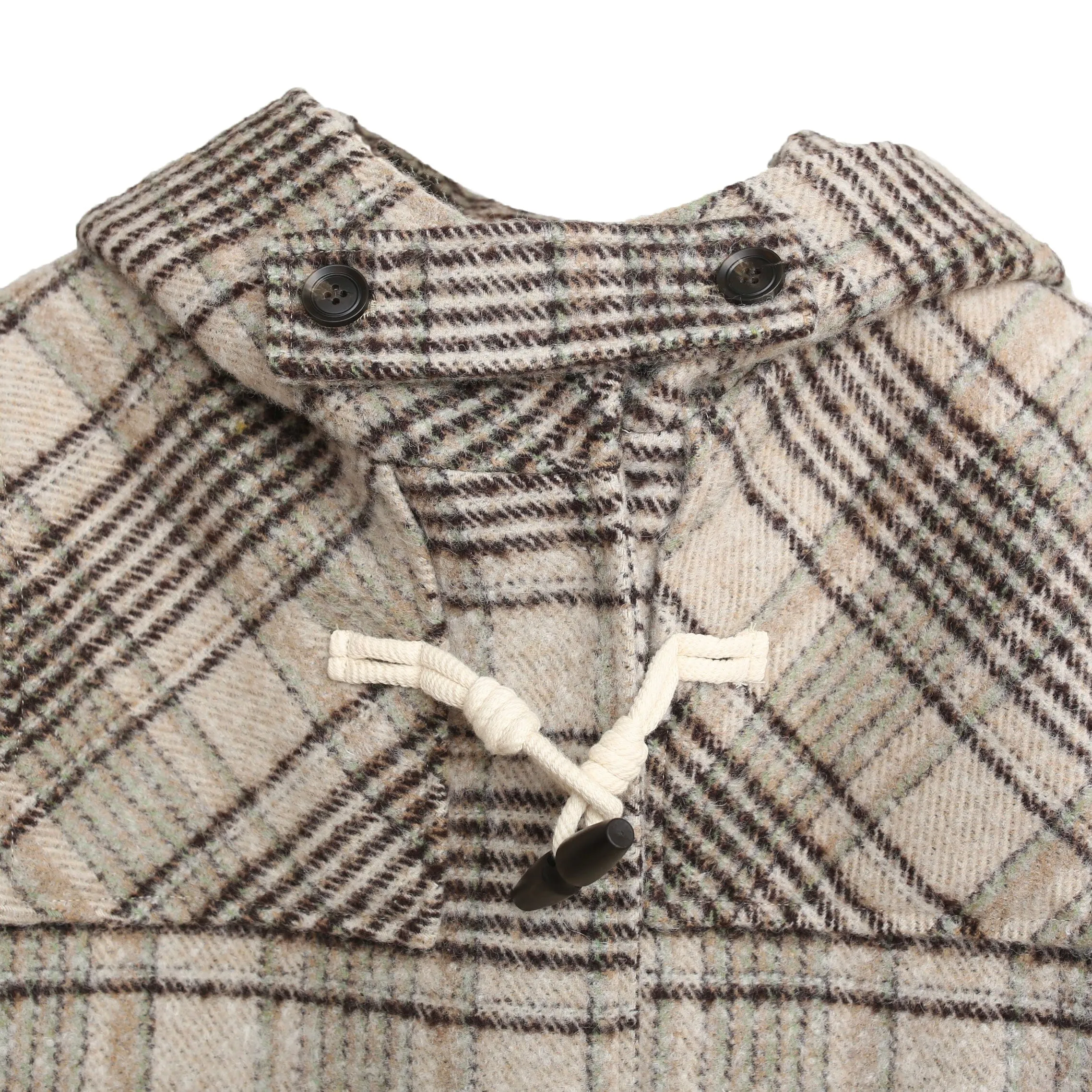 Check hoodie half duffle coat