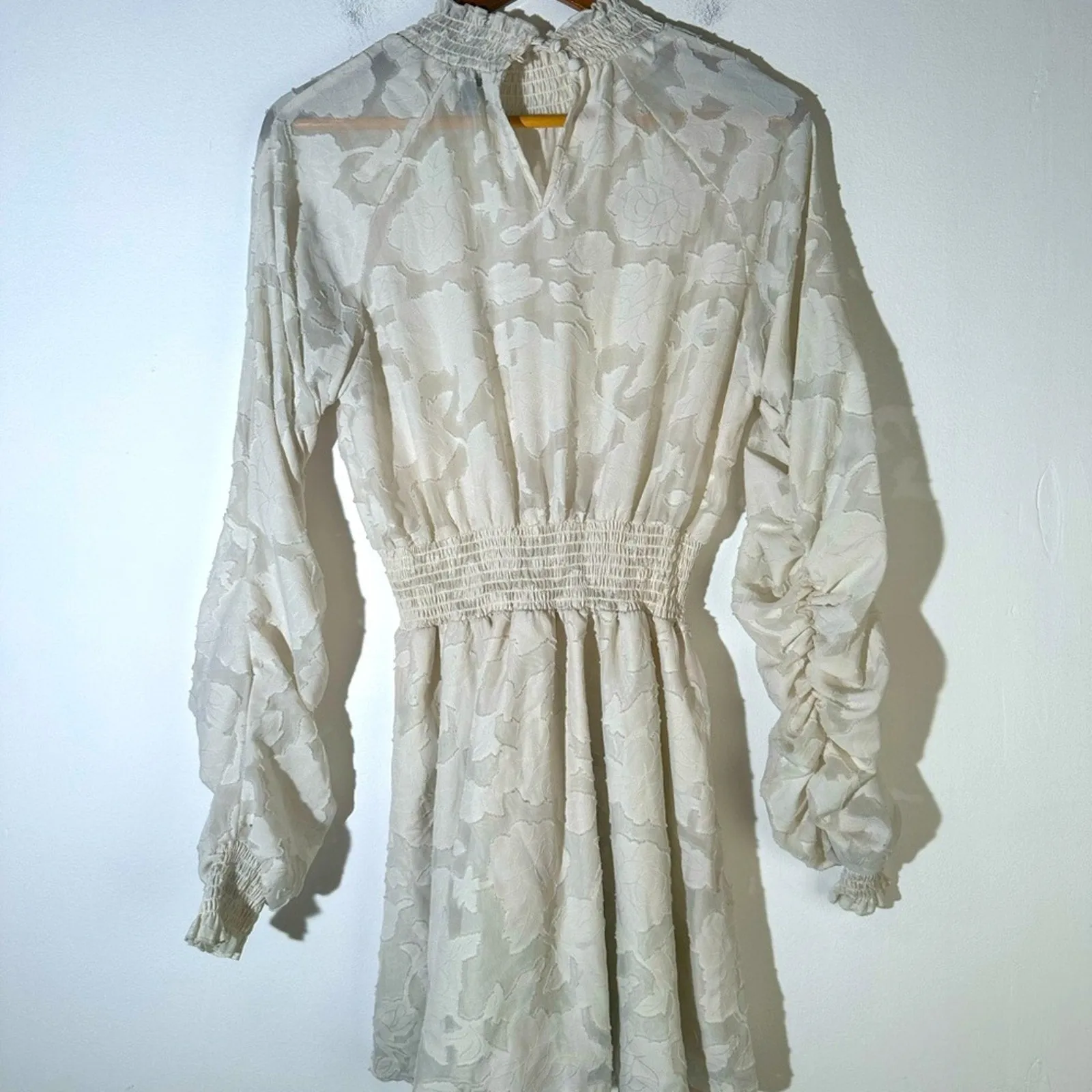 Creamy Patterned Turtleneck Dress