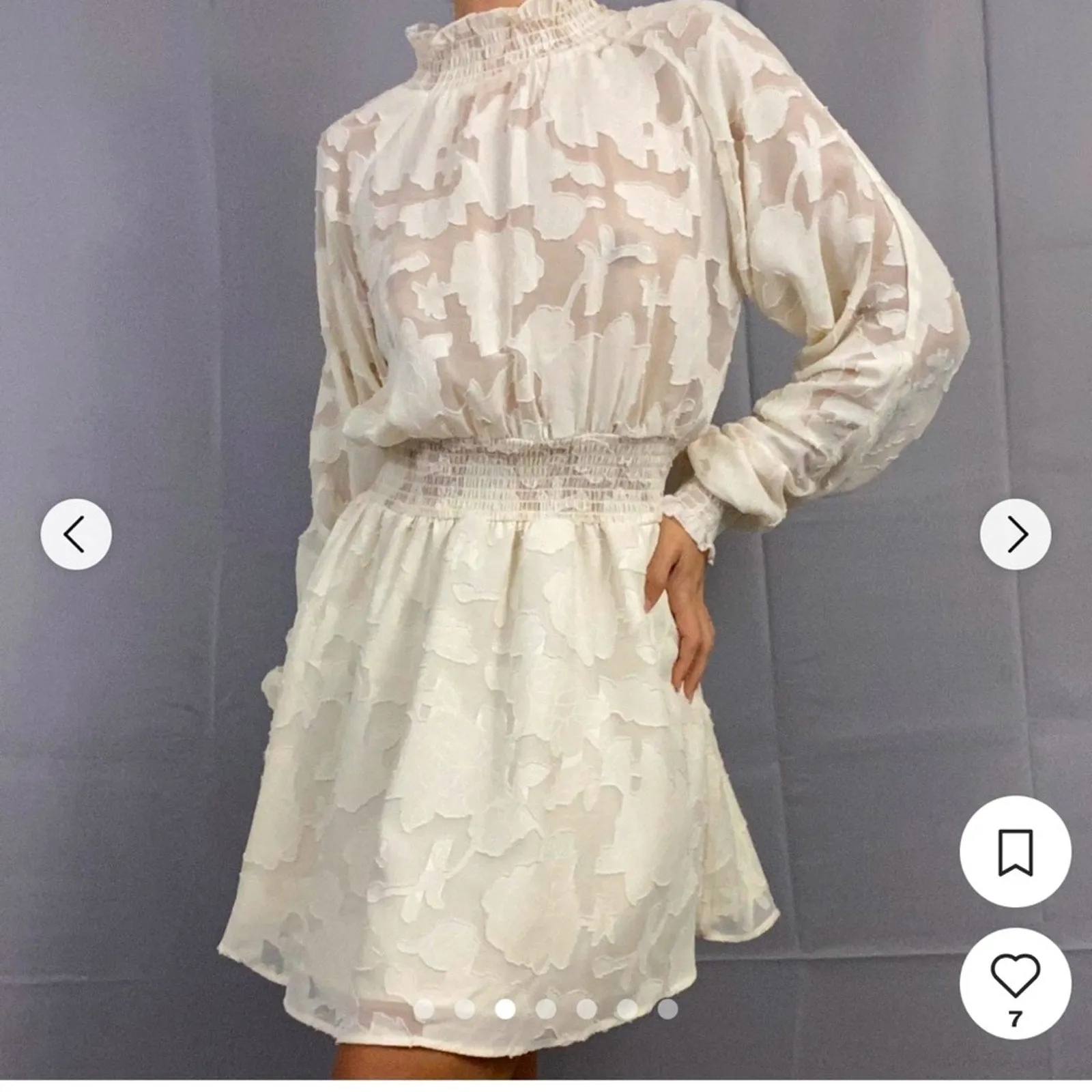 Creamy Patterned Turtleneck Dress