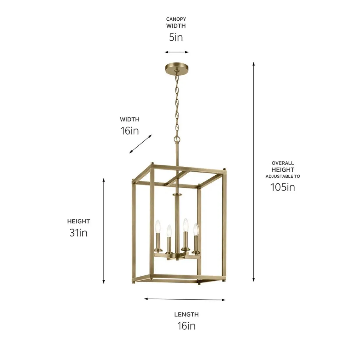 Crosby 31" 4-Light Pendant Light with Clear Glass, Natural Brass Finish