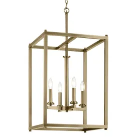 Crosby 31" 4-Light Pendant Light with Clear Glass, Natural Brass Finish