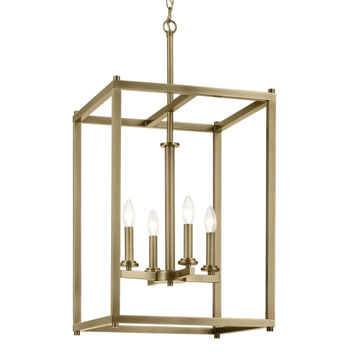 Crosby 31" 4-Light Pendant Light with Clear Glass, Natural Brass Finish