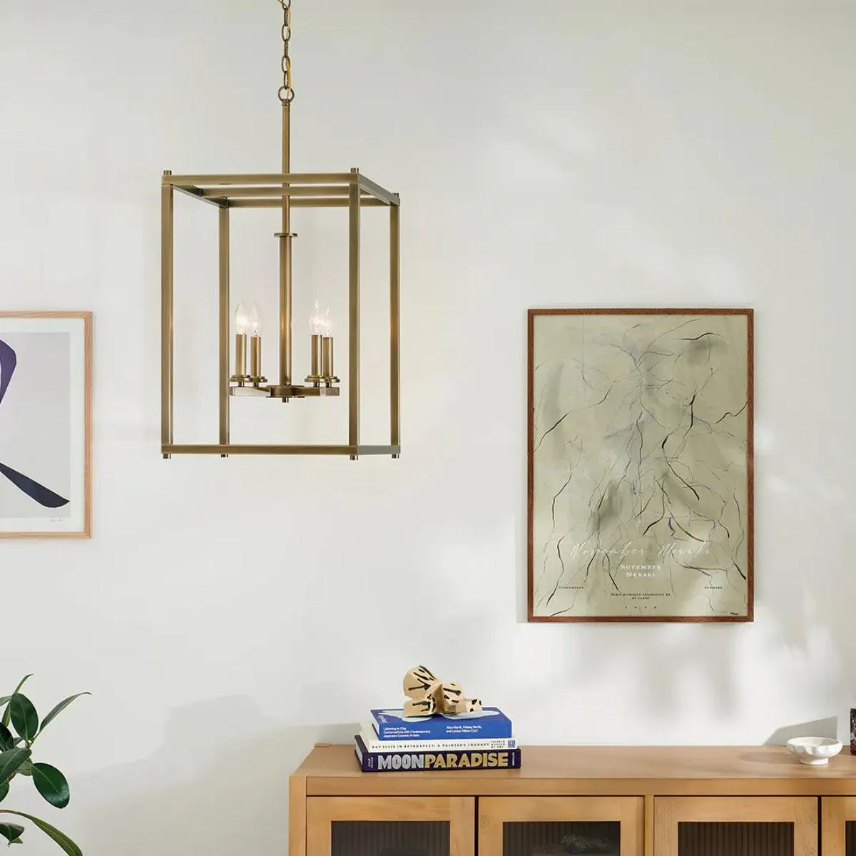 Crosby 31" 4-Light Pendant Light with Clear Glass, Natural Brass Finish