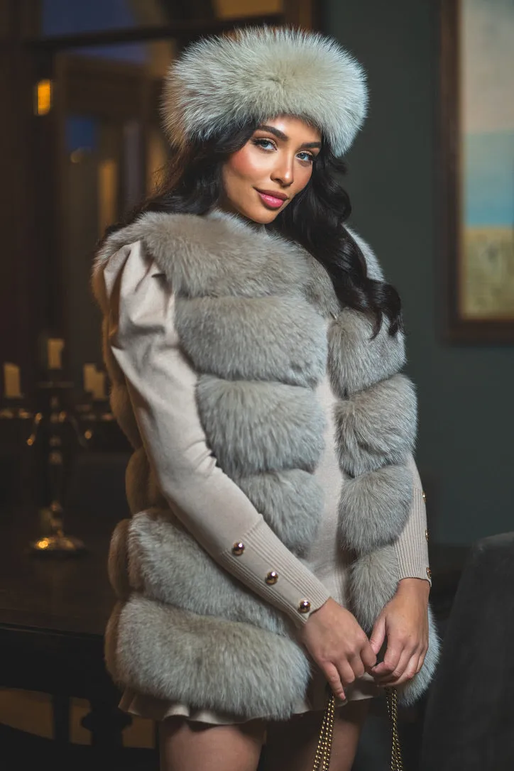Dark Beige Luxury Fur 6 Row Gilet
