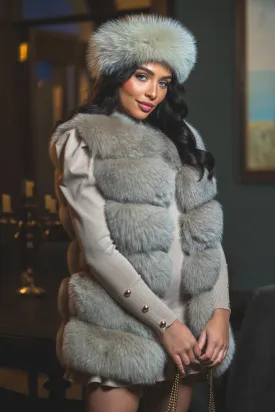 Dark Beige Luxury Fur 6 Row Gilet