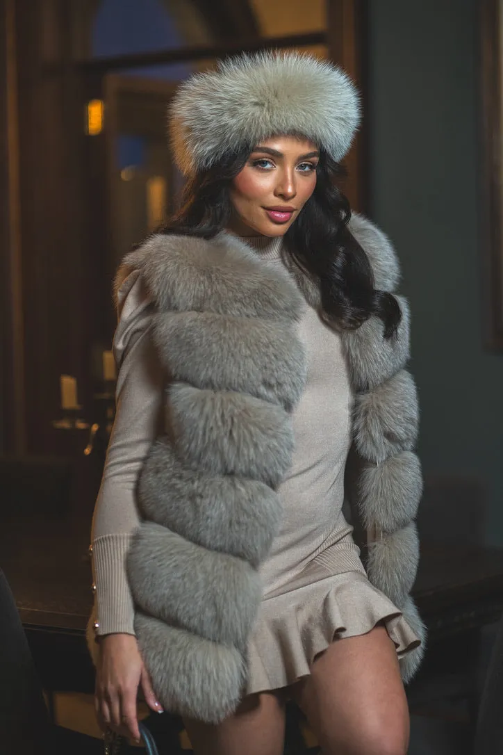 Dark Beige Luxury Fur 6 Row Gilet