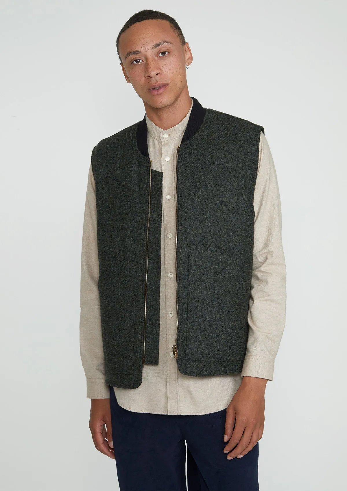 Dark Green Wool Gilet