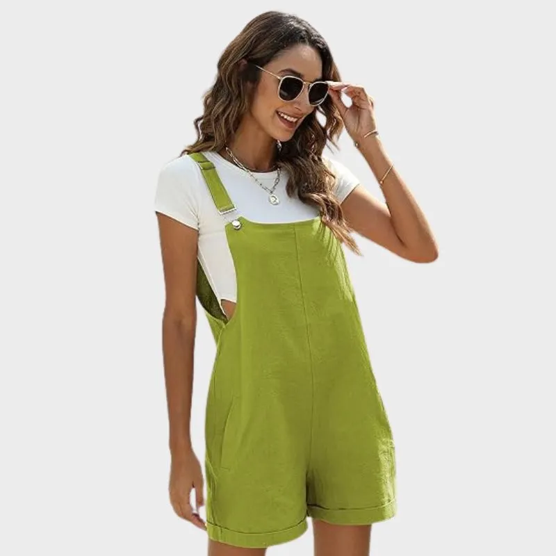 DASHA - Ärmlös jumpsuit i bomull-linne för kvinnor