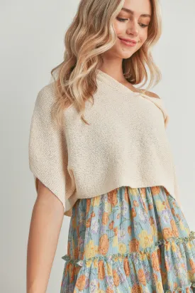 Drop Shoulder Crop Sweater