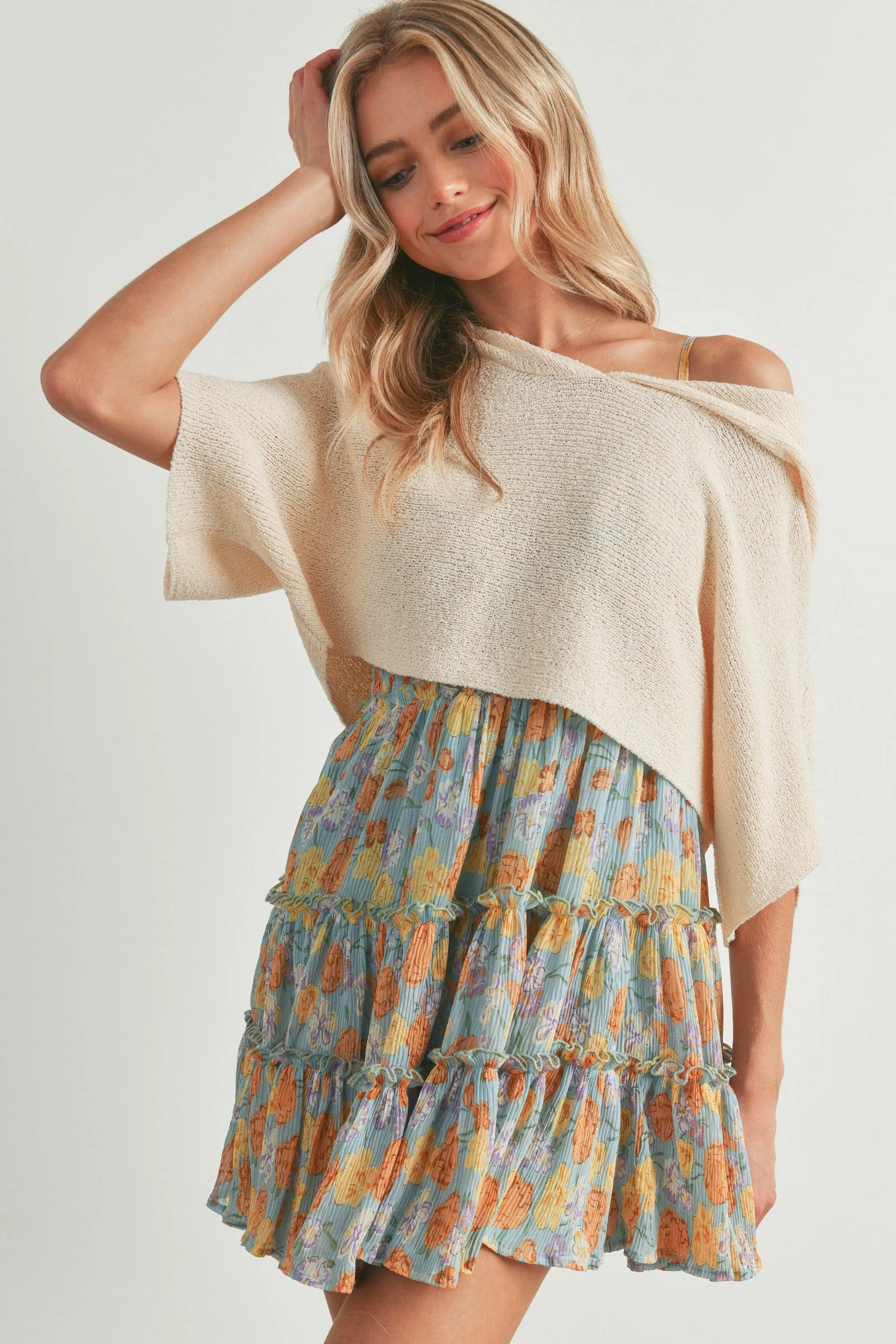 Drop Shoulder Crop Sweater