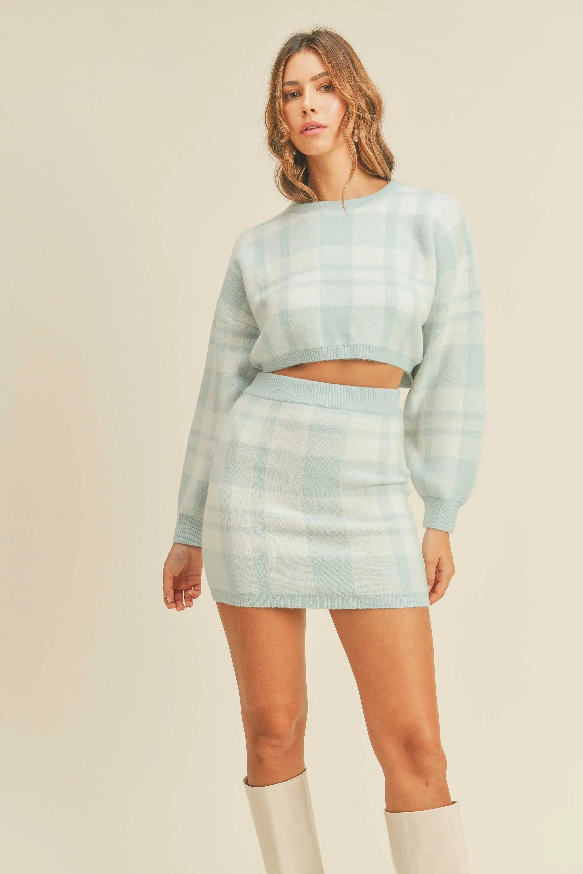ENSLEY PLAID SWEATER SET