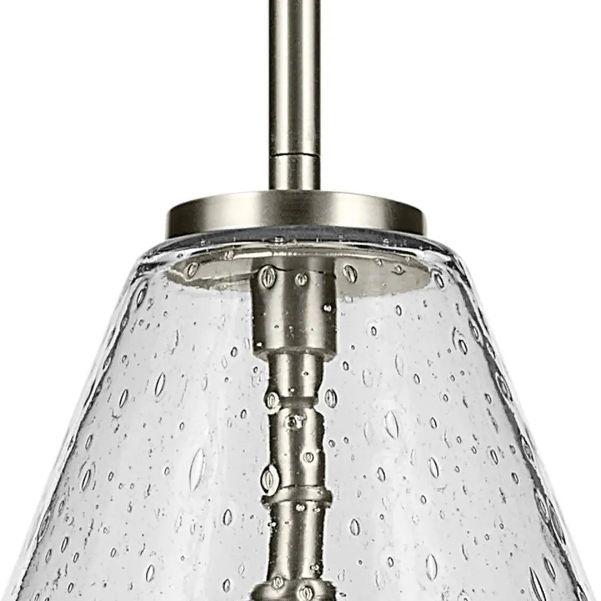 Everly 16" 1-Light Cone Pendant Light with Clear Seeded Glass, Brushed Nickel Finish