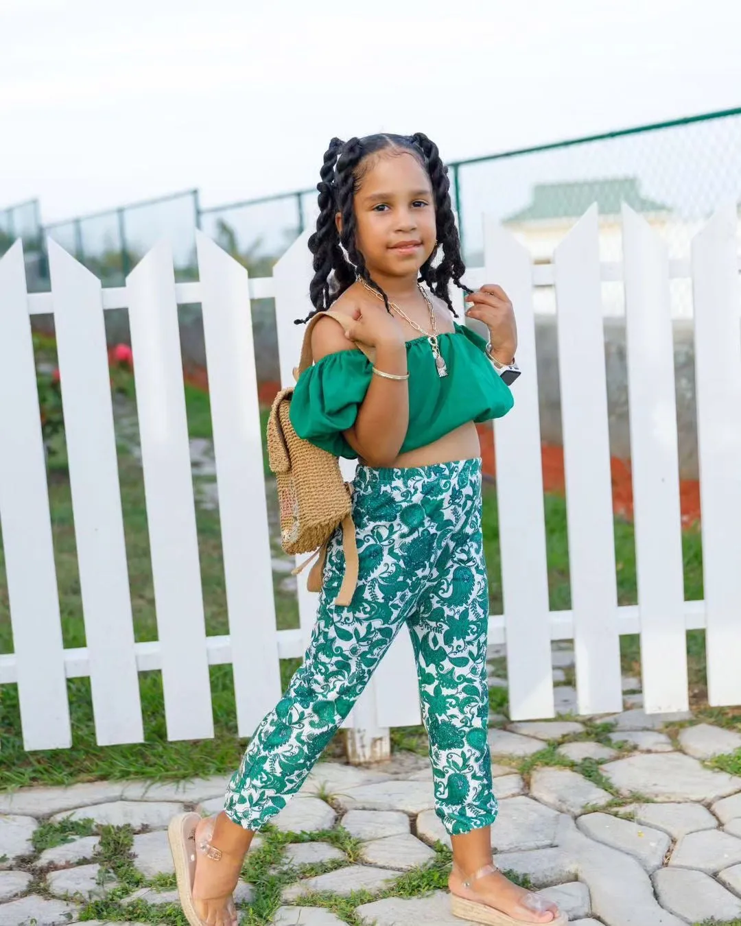 Green boho Joggers
