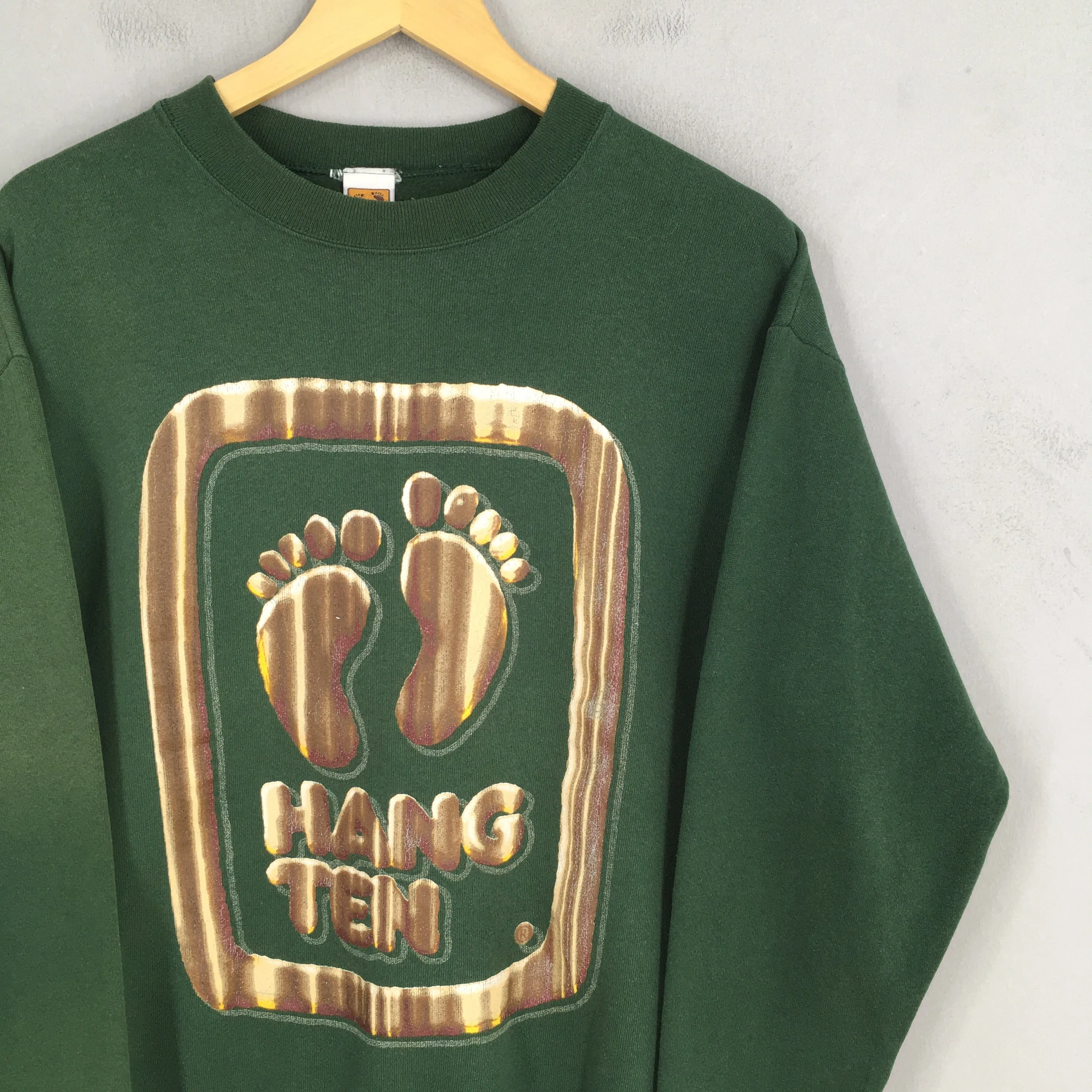 Hang Ten Big Logo Green Sweatshirt Medium