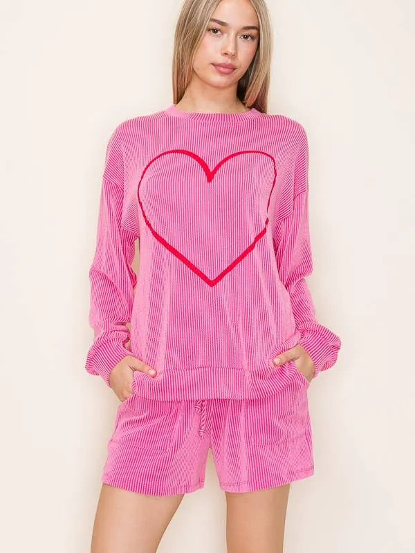 Heart Detail Ribbed LS Top