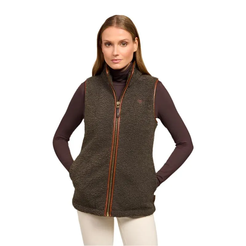 Holland Cooper Country Ladies Fleece Gilet - Khaki Borg