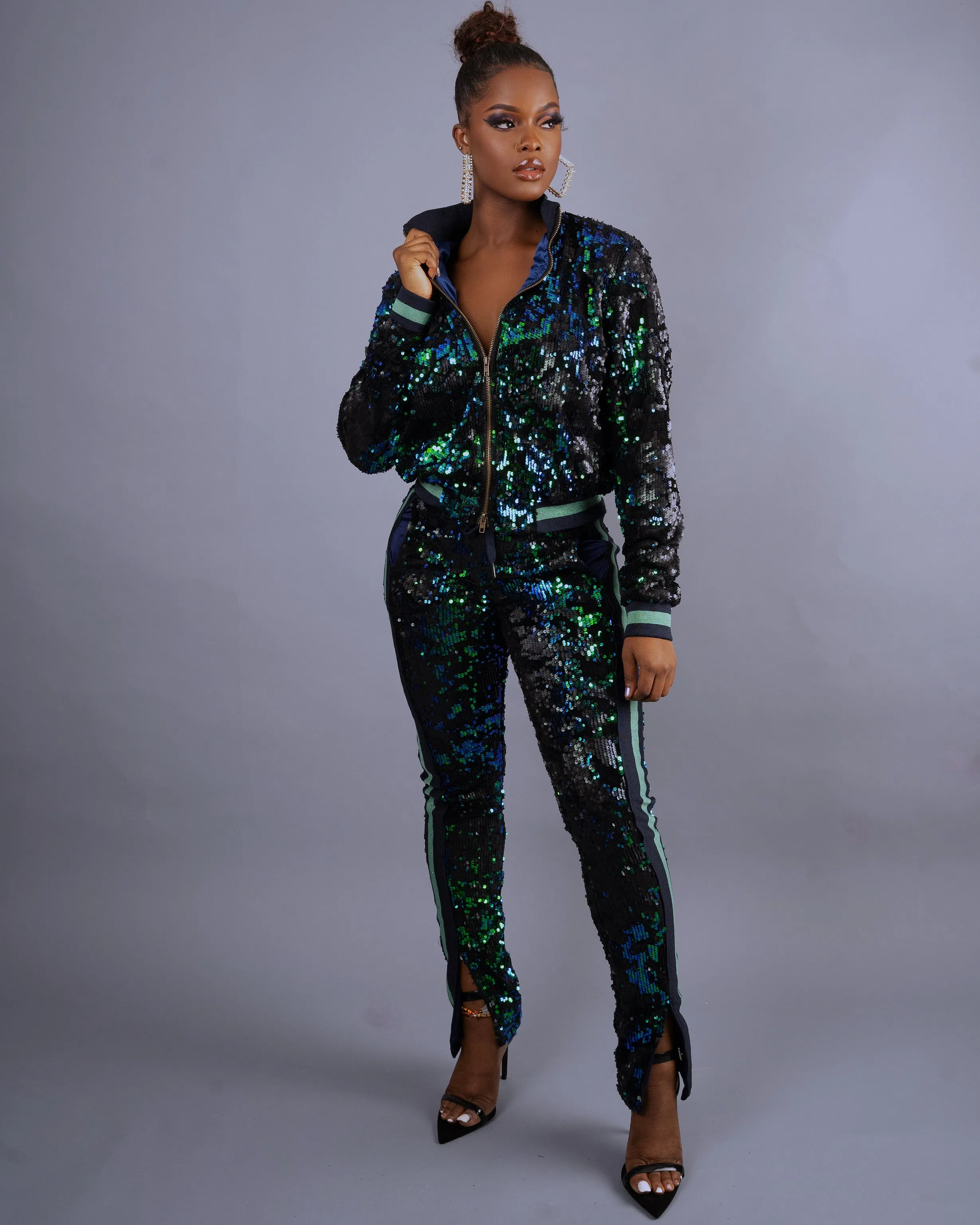 Hollywood Sequins Jogger || Green