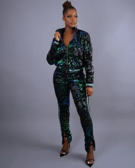 Hollywood Sequins Jogger || Green