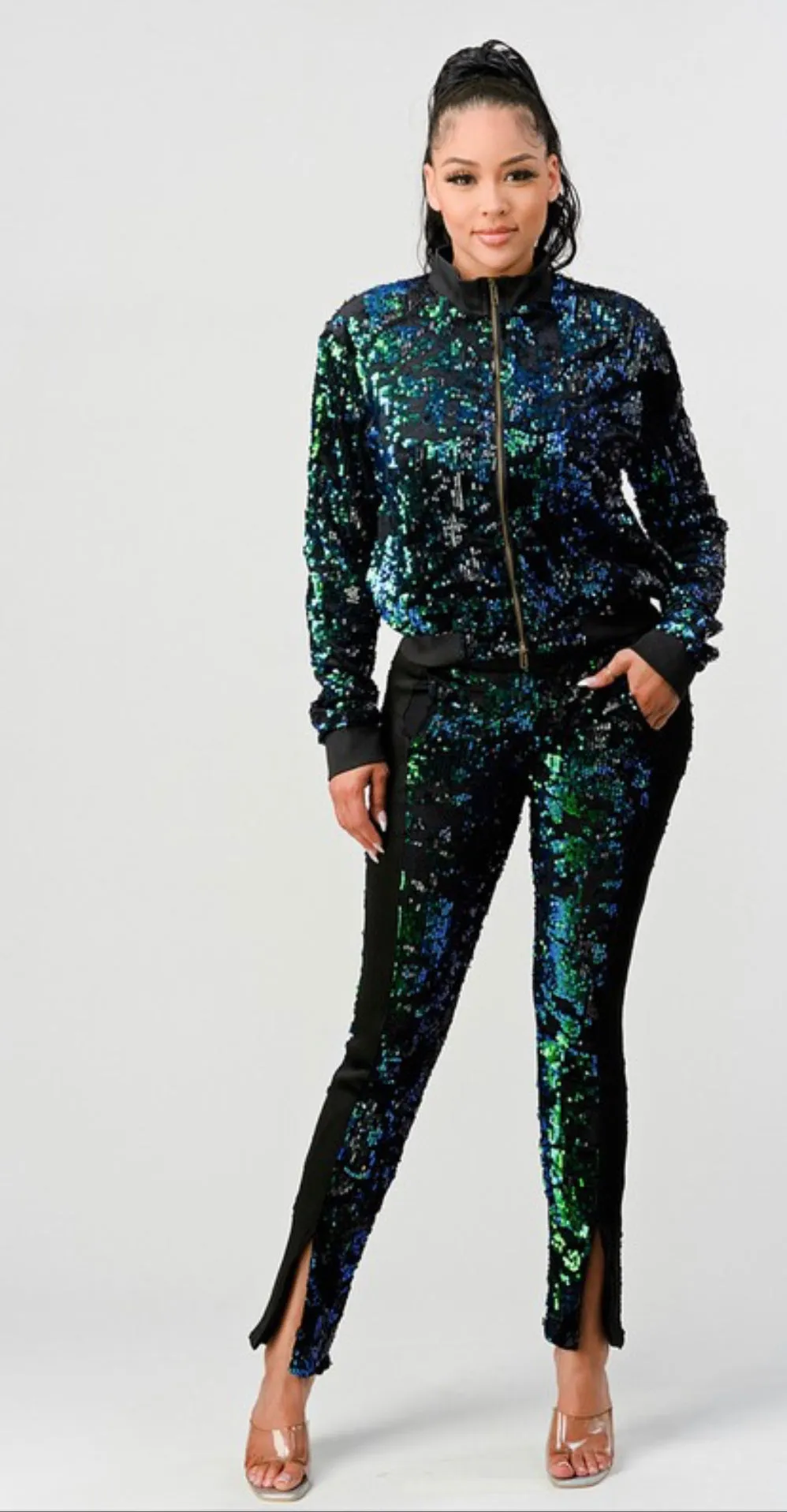 Hollywood Sequins Jogger || Green