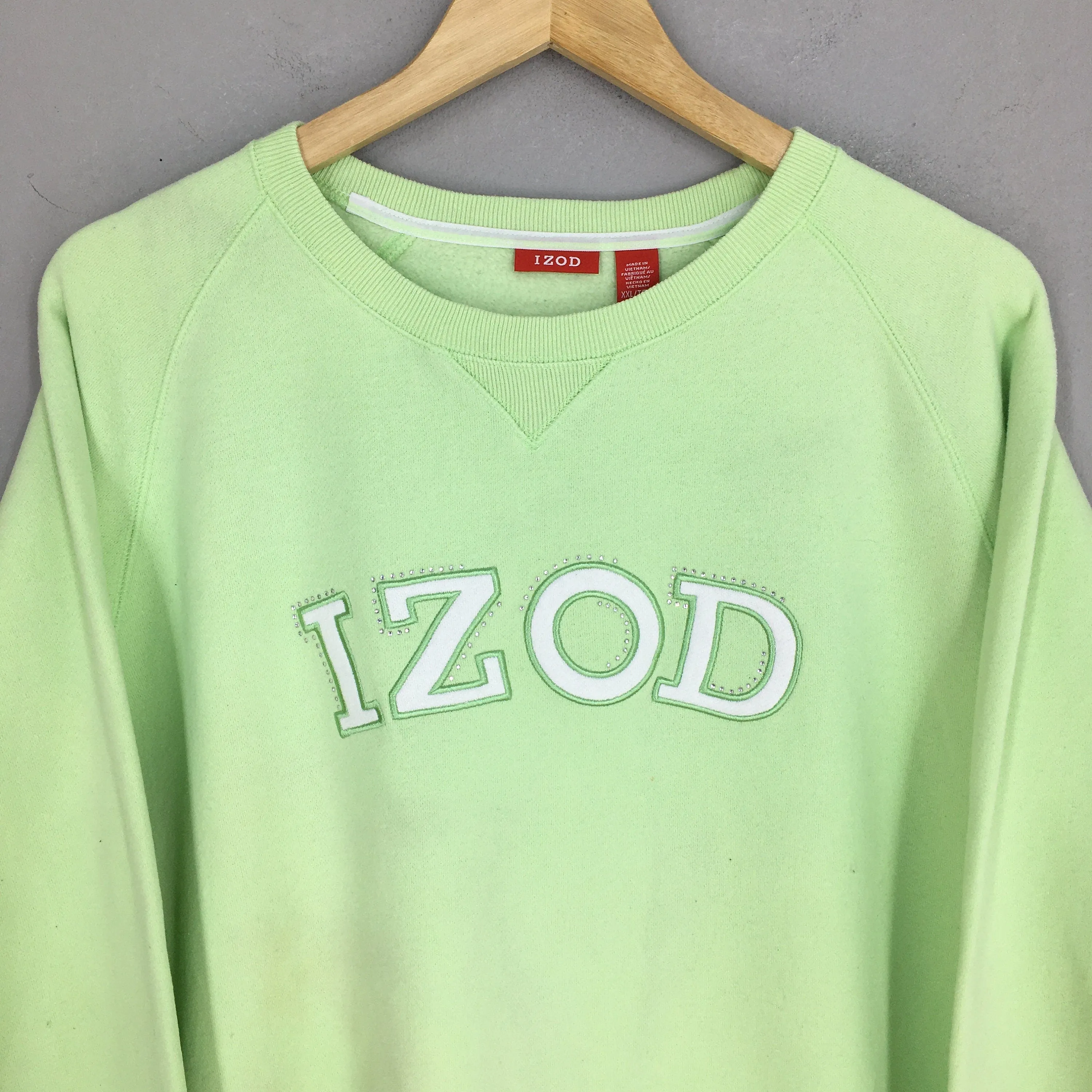 Izod Spell Out Embroidered Sweatshirt Green XXLarge