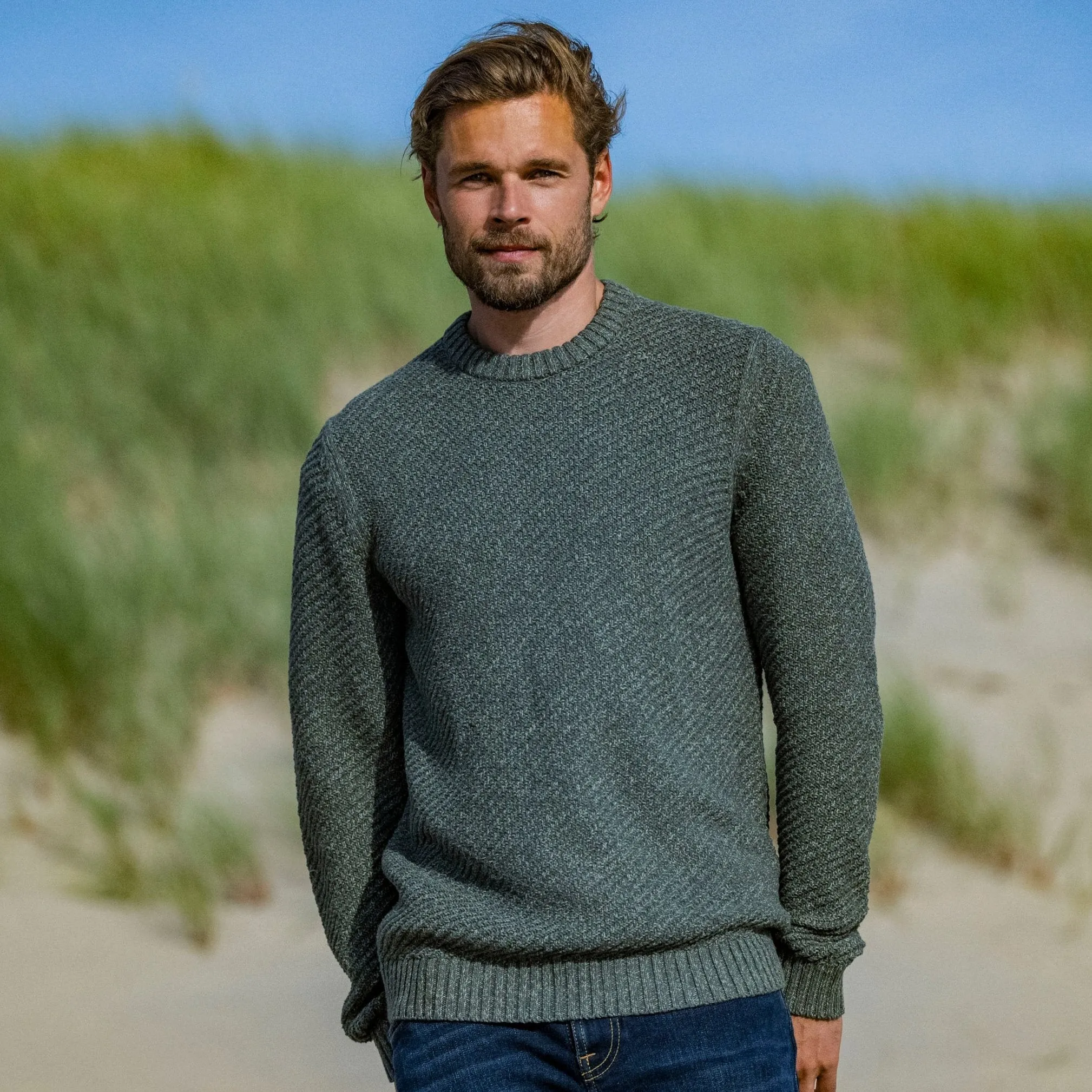 Jeremy Mens Knitted Jumper - Pine Green